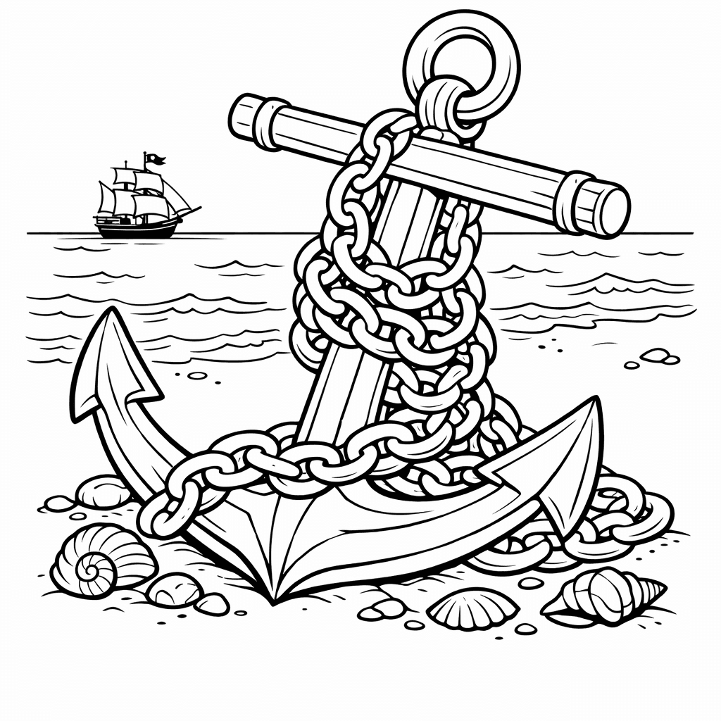 Free printable coloring page: Anchor Side View, for ages 7-12