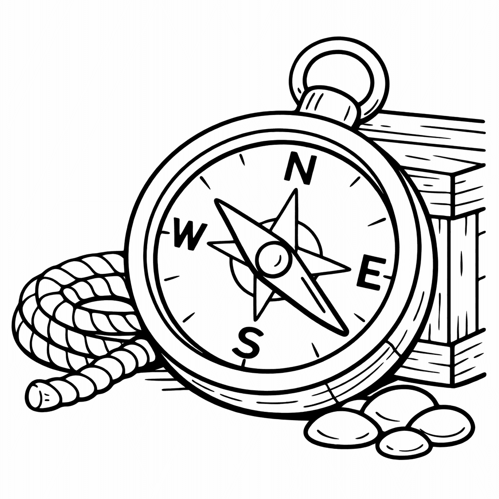 Free printable coloring page: Object Only: Two Or Three Compasss Side By Side, Simple And Adorable, No Background, for ages 3-6