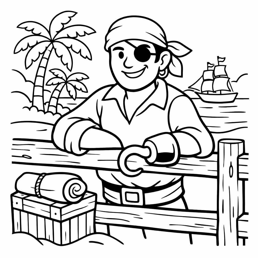 Free printable coloring page: Hook And Sword, for ages 3-6