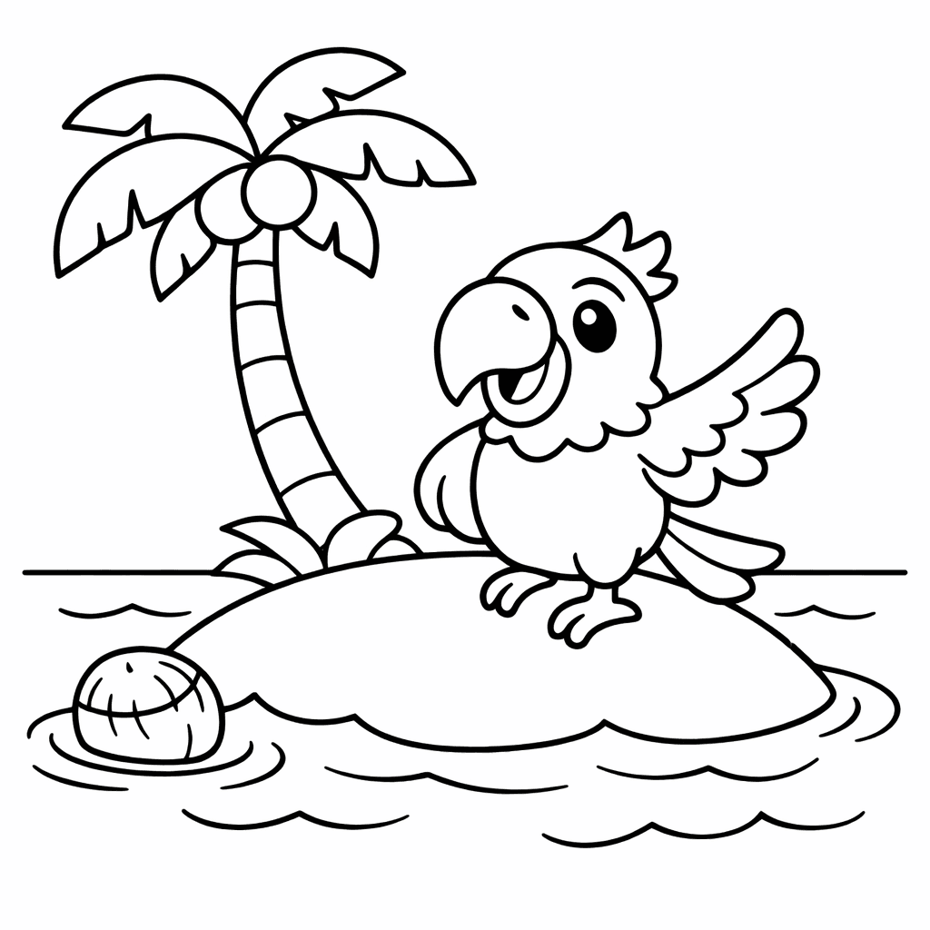 Island Coloring Page — Island And Treasure