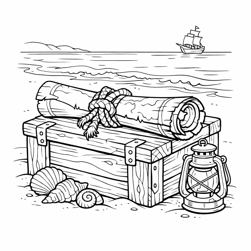 Free printable coloring page: Treasure Map, for ages 7-12