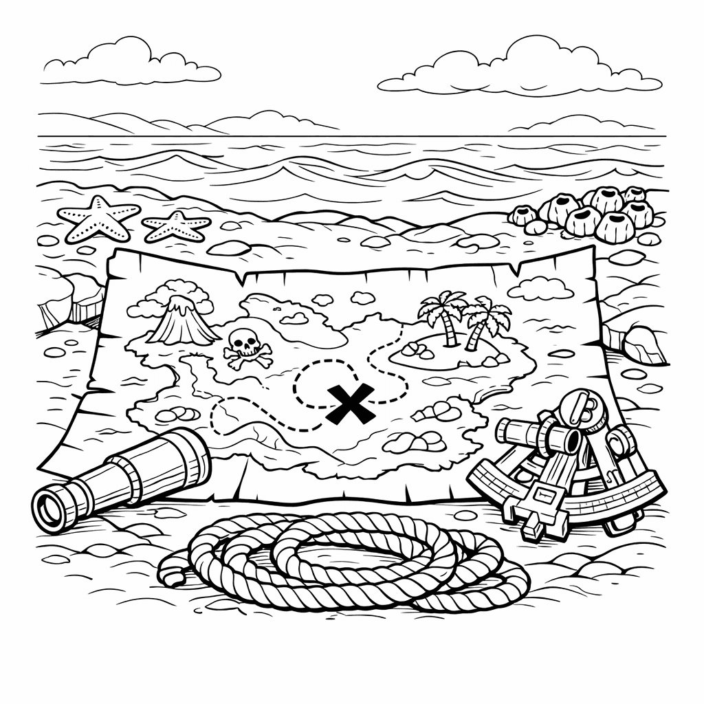 Free printable coloring page: Object Only: Two Or Three Maps Side By Side, Simple And Adorable, No Background, for ages 7-12