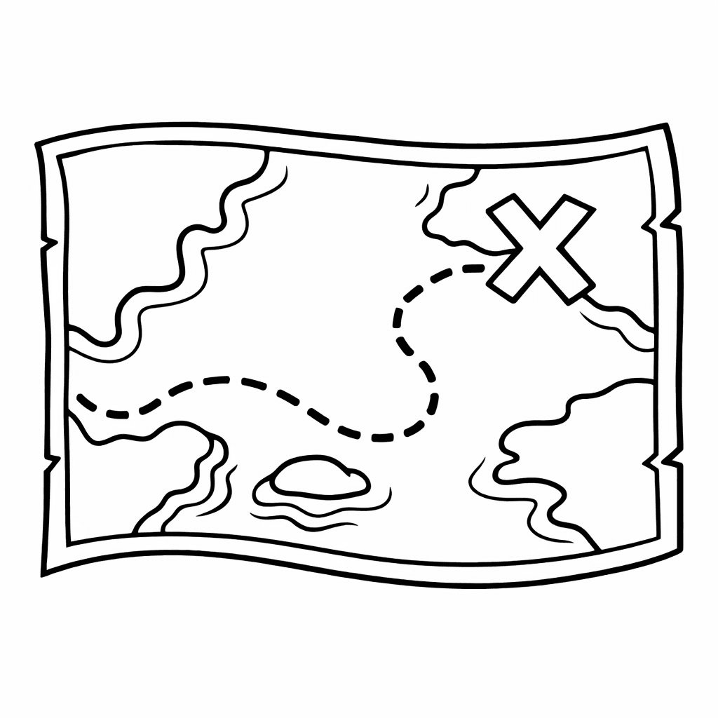 Free printable coloring page: Rolled Map, for ages 3-6