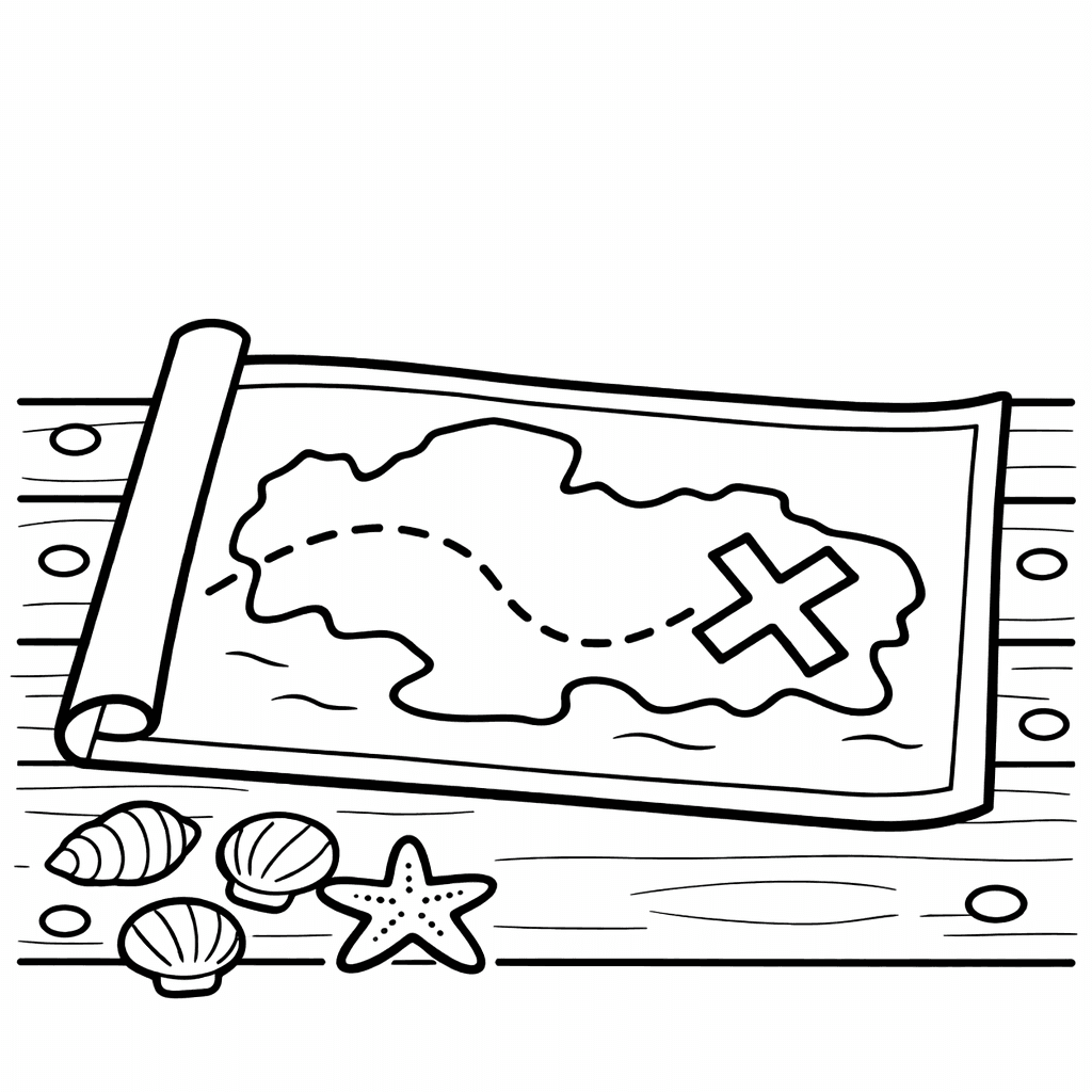 Free printable coloring page: Object Only: A Cute Map With Clean Outlines, No Background, for ages 3-6