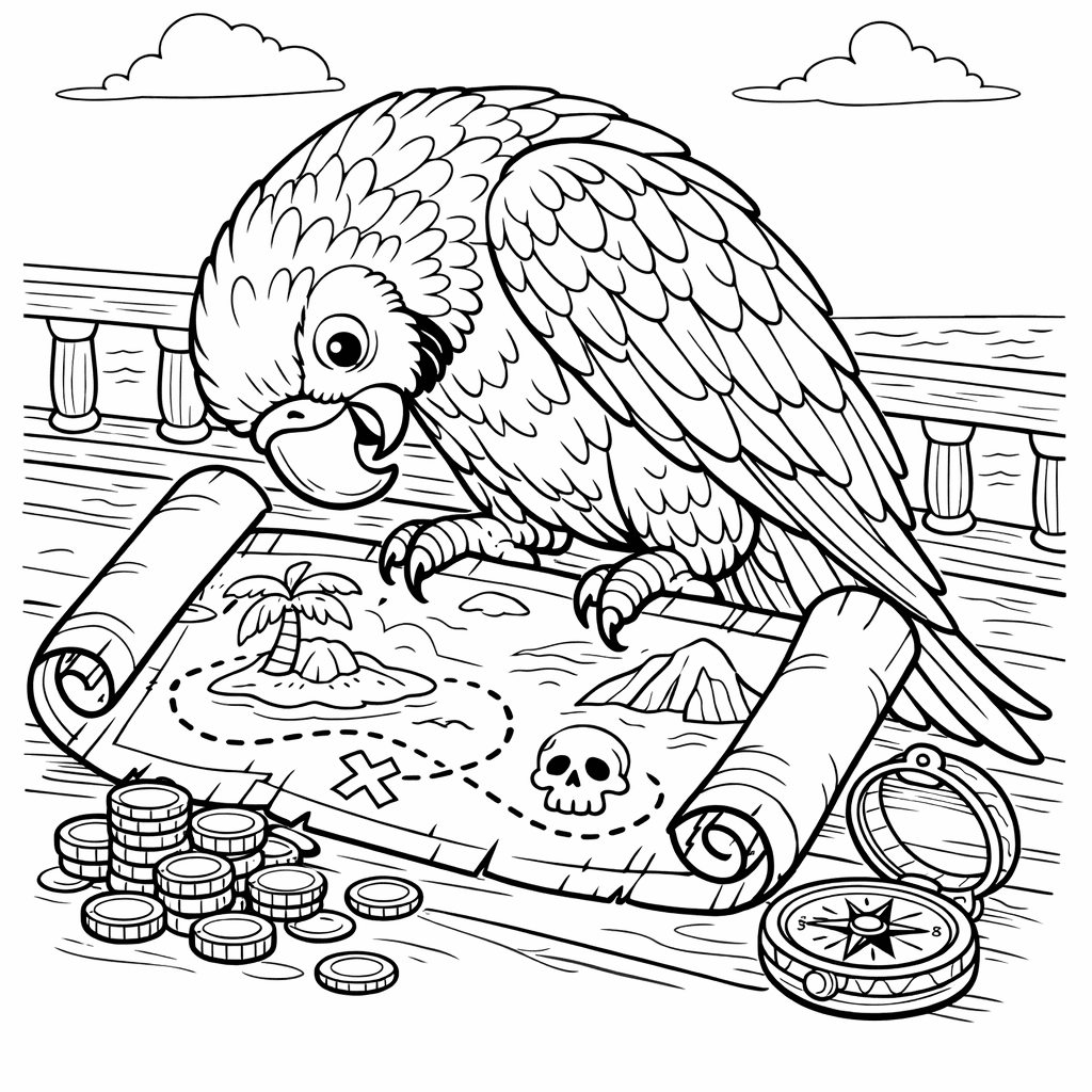 Free printable coloring page: Parrot On Perch, for ages 7-12