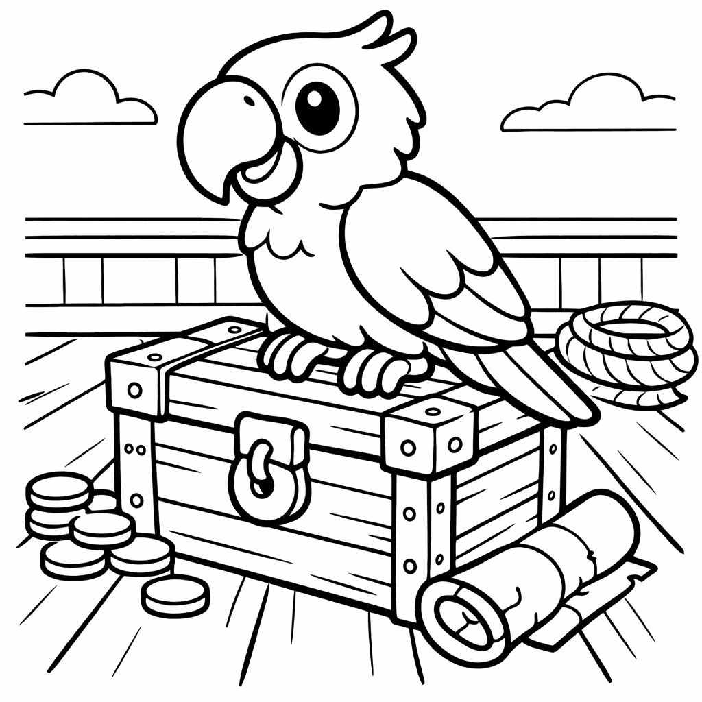 Free printable coloring page: Parrot Face, for ages 3-6