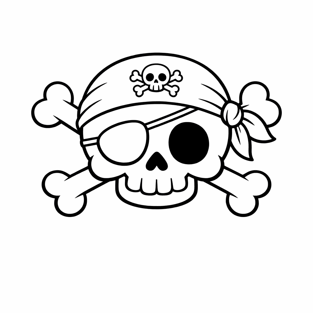 Free printable coloring page: Skull Flag, for ages 7-12