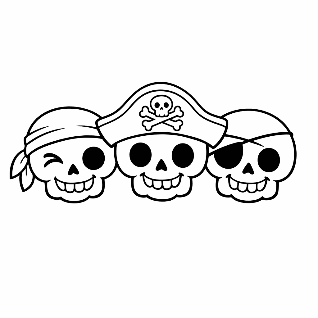 Free printable coloring page: Object Only: A Cute Skull With Clean Outlines, No Background, for ages 7-12