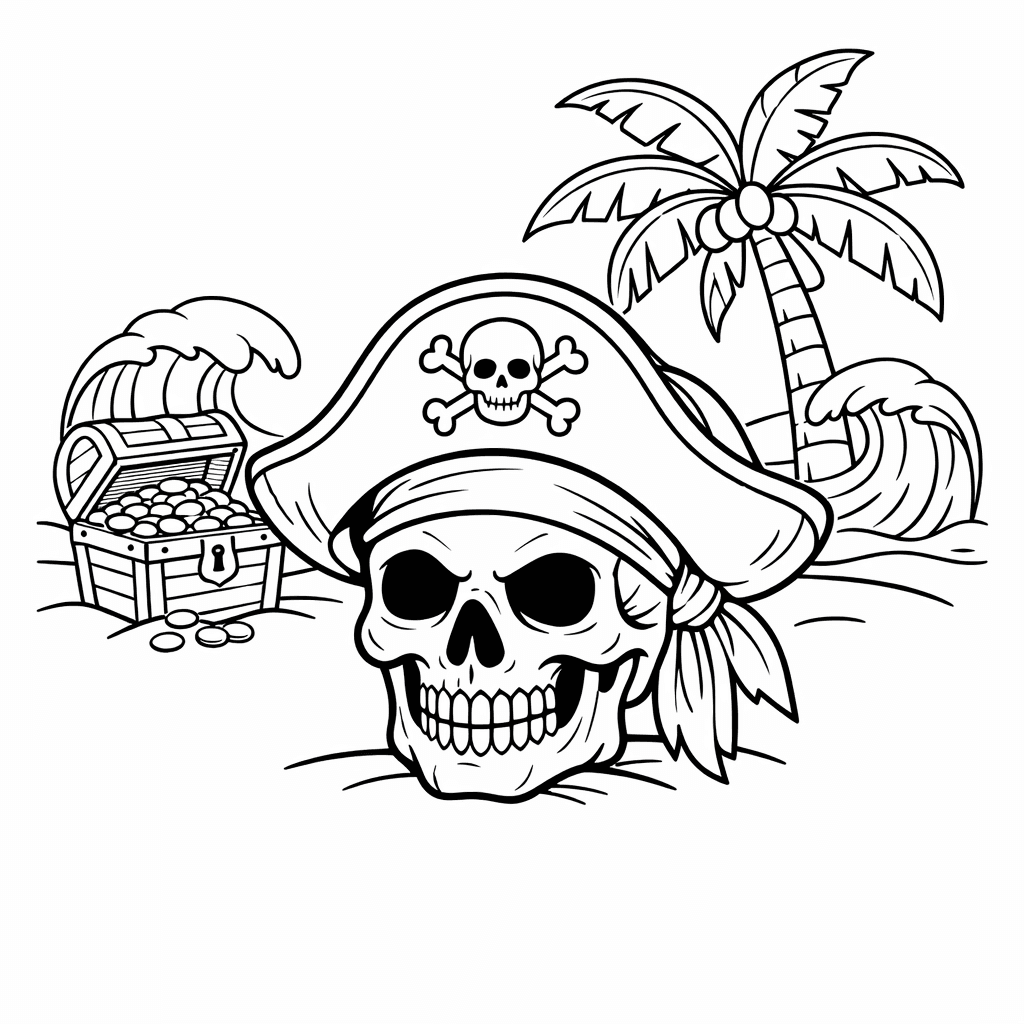 Free printable coloring page: Skull On Chest, for ages 3-6