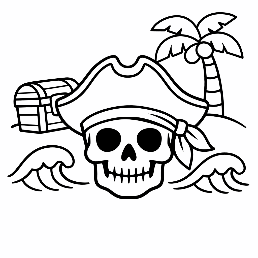 Free printable coloring page: Skull Flag, for ages 3-6