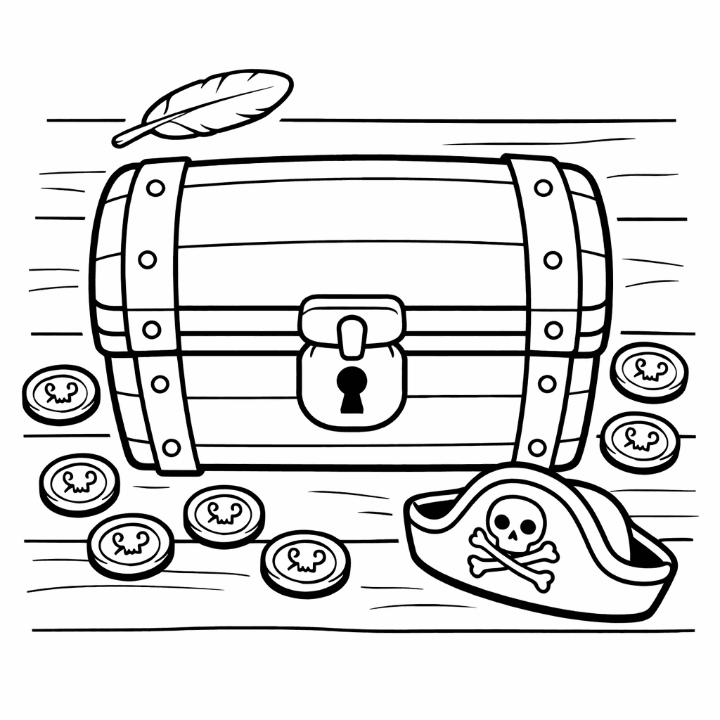Treasure Chest Coloring Page — Chest On Beach
