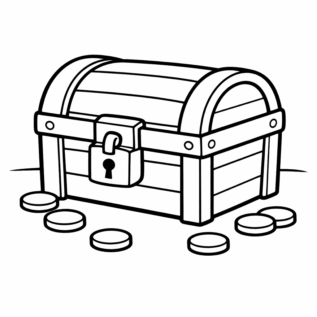Treasure Chest Coloring Page — Chest And Gems