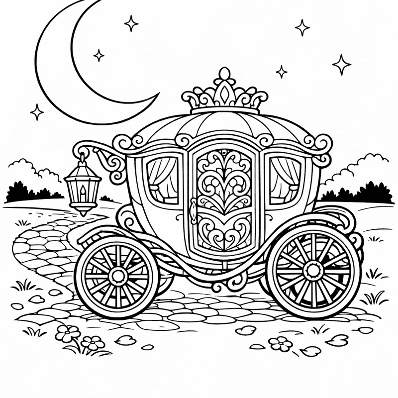 Carriage Coloring Page — Object Only: Two Or Three Carriages Side By…