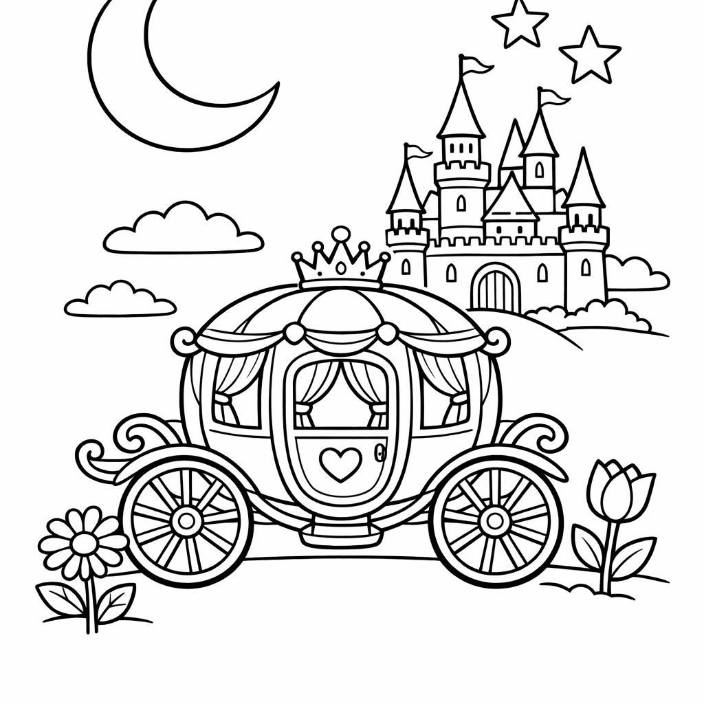 Carriage Coloring Page — Carriage And Horses