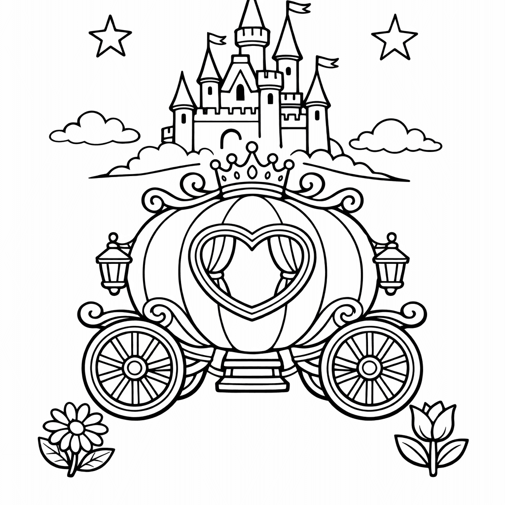 Carriage Coloring Page — Carriage And Moon