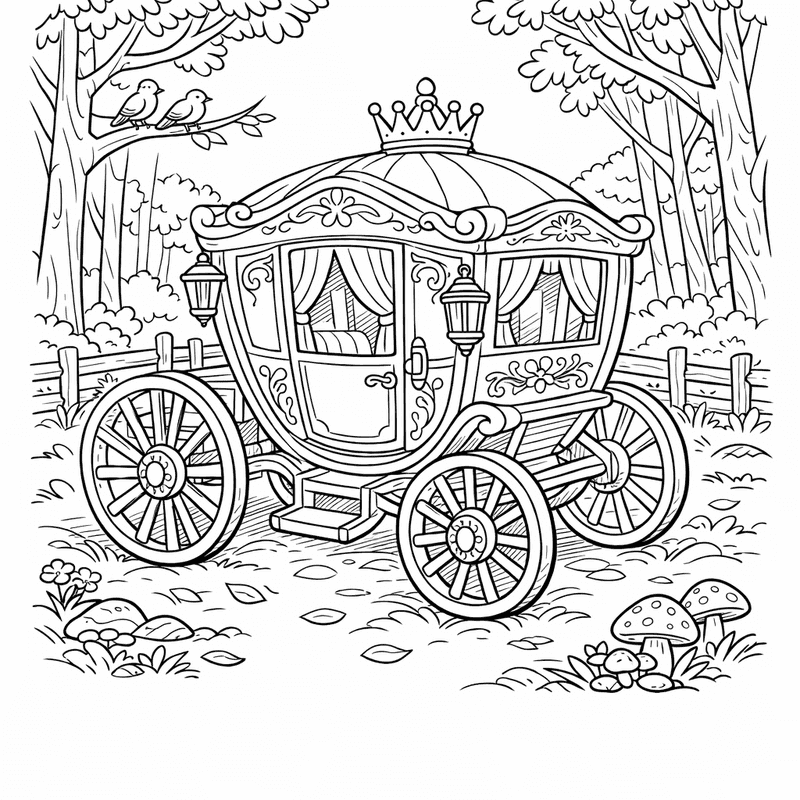 Carriage Coloring Page — Carriage And Horses