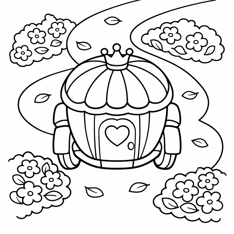 Carriage Coloring Page — Object Only: A Cute Carriage With Clean Outlines,…