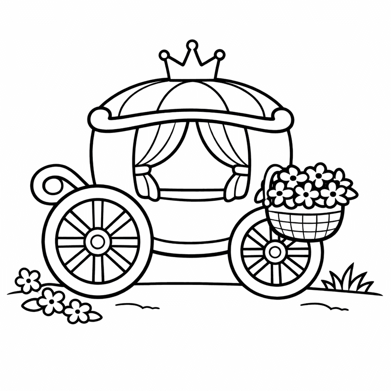 Carriage Coloring Page — Object Only: A Cute Carriage With Clean Outlines,…