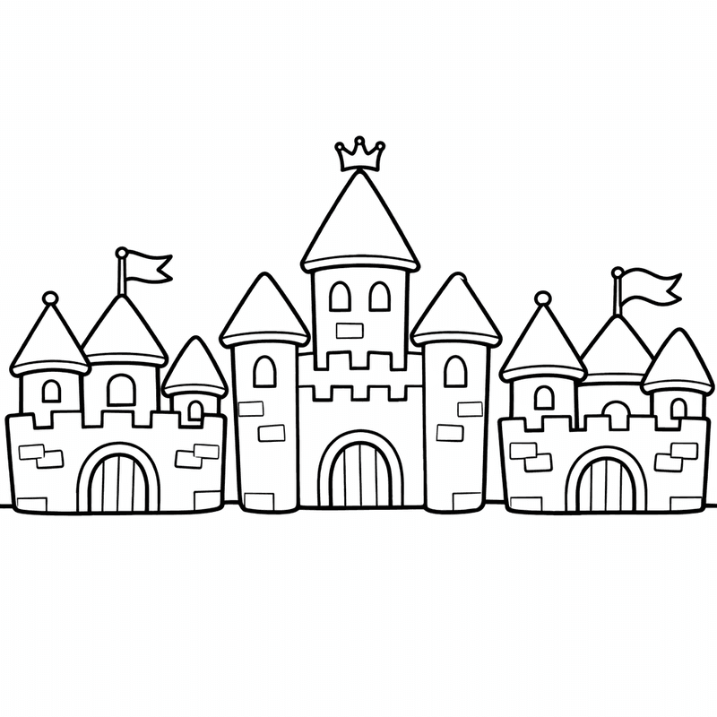 Free printable coloring page: Castle Gate, for ages 3-6