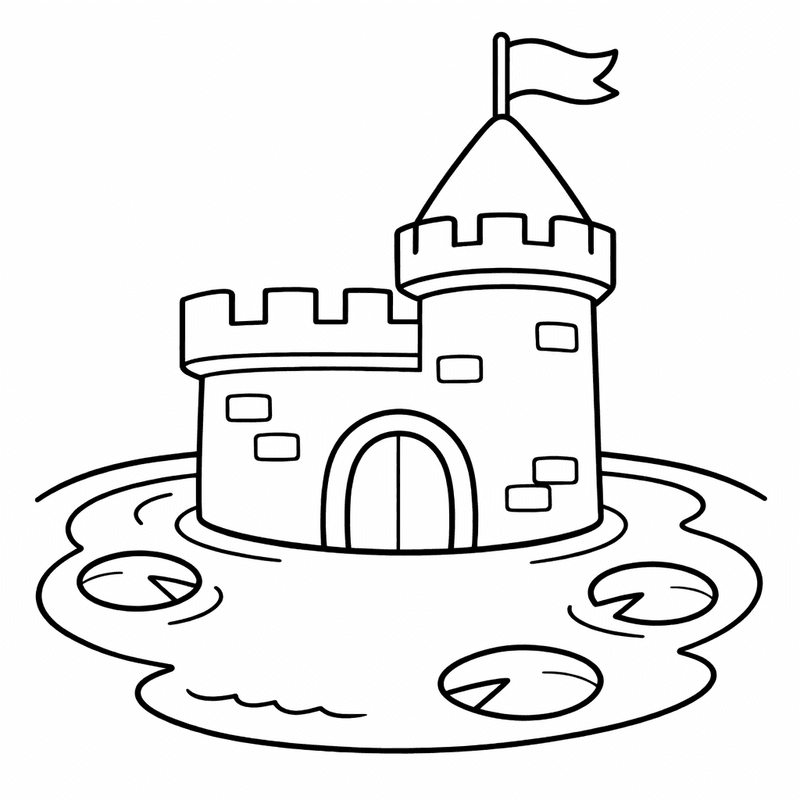 Free printable coloring page: Castle Gate, for ages 3-6
