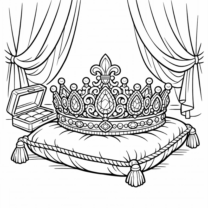 Free printable coloring page: Crown And Stars, for ages 7-12