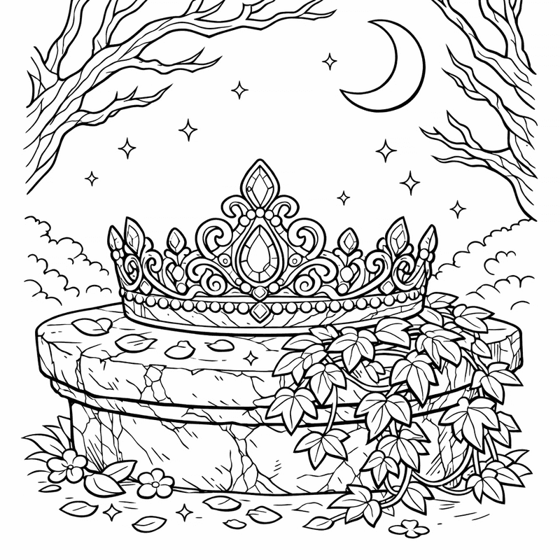 Free printable coloring page: Golden Crown, for ages 7-12