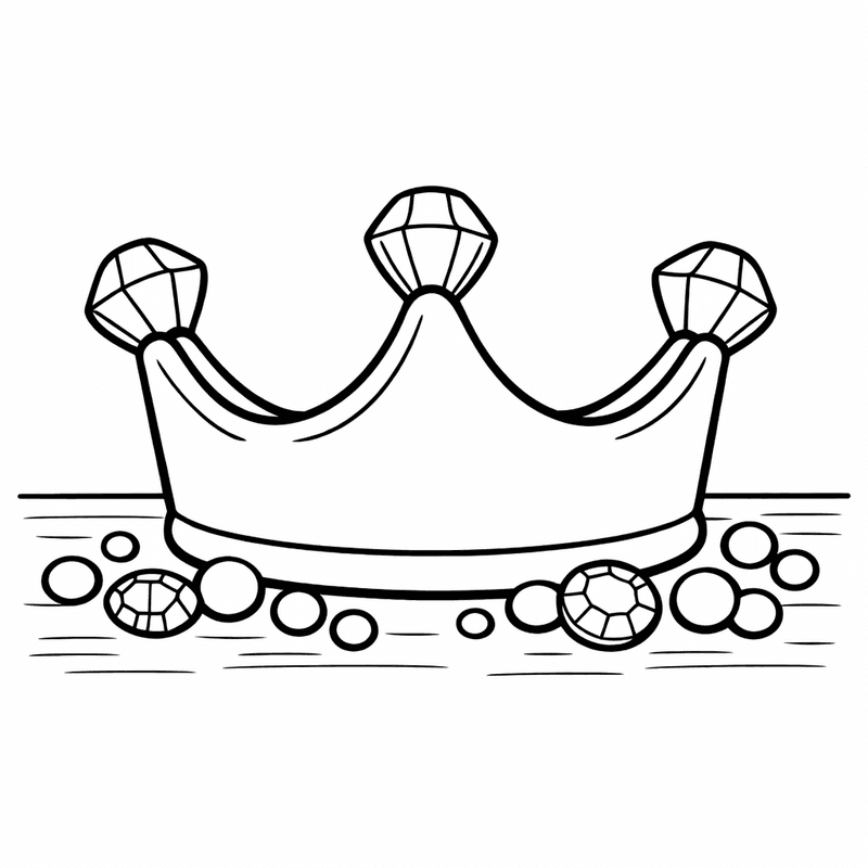Free printable coloring page: Object Only: A Cute Crown With Clean Outlines,…, for ages 3-6