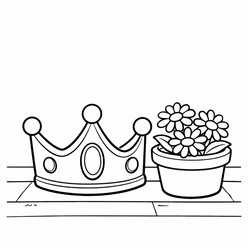 Free printable coloring page: Crown And Stars, for ages 3-6