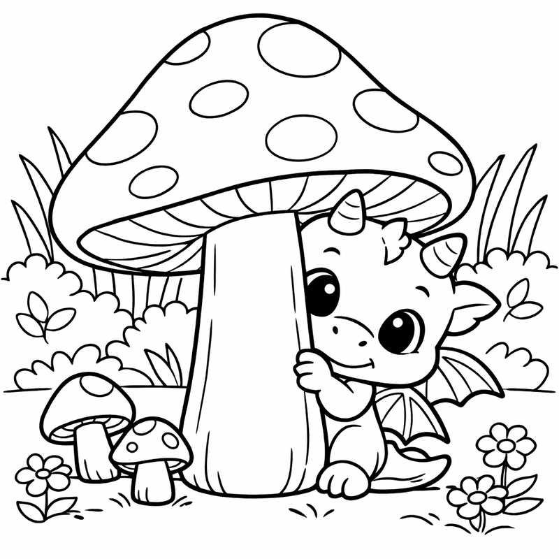 Free printable coloring page: Object Only: A Cute Dragon With Clean Outlines,…, for ages 3-6