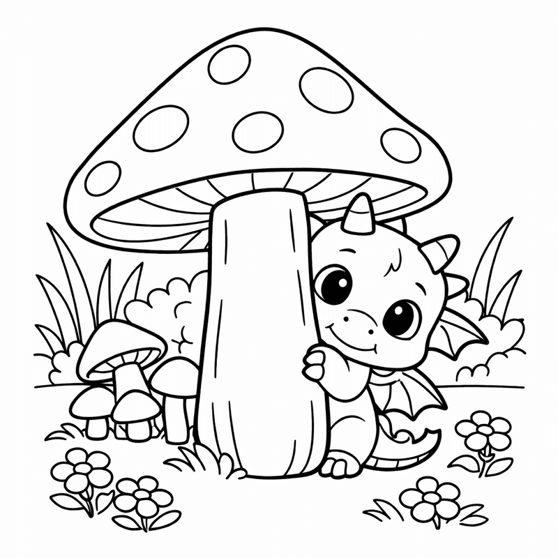 Free printable coloring page: Baby Dragon, for ages 3-6