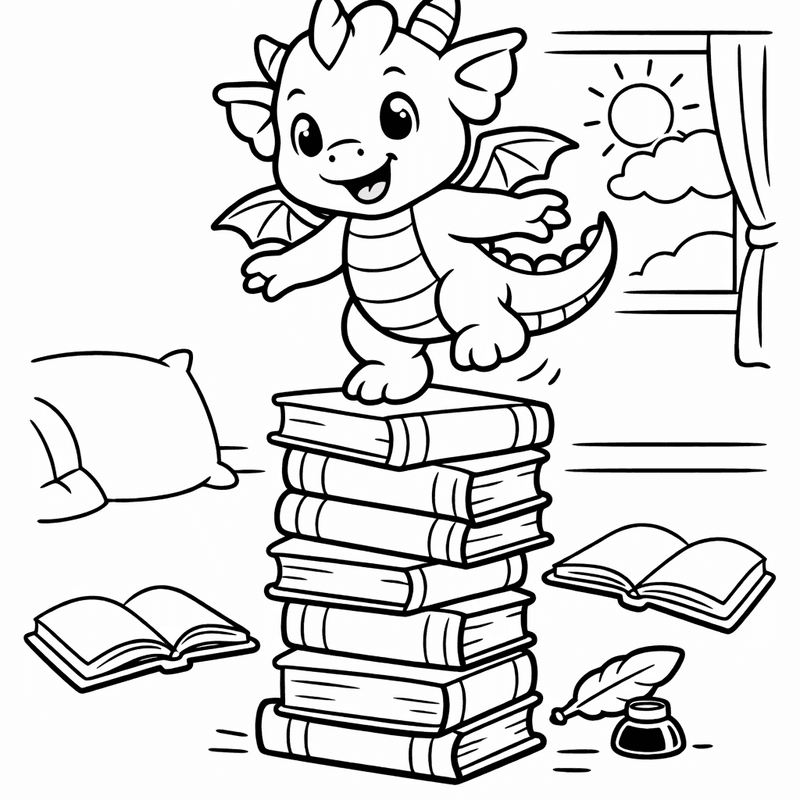 Free printable coloring page: Dragon And Knight, for ages 3-6