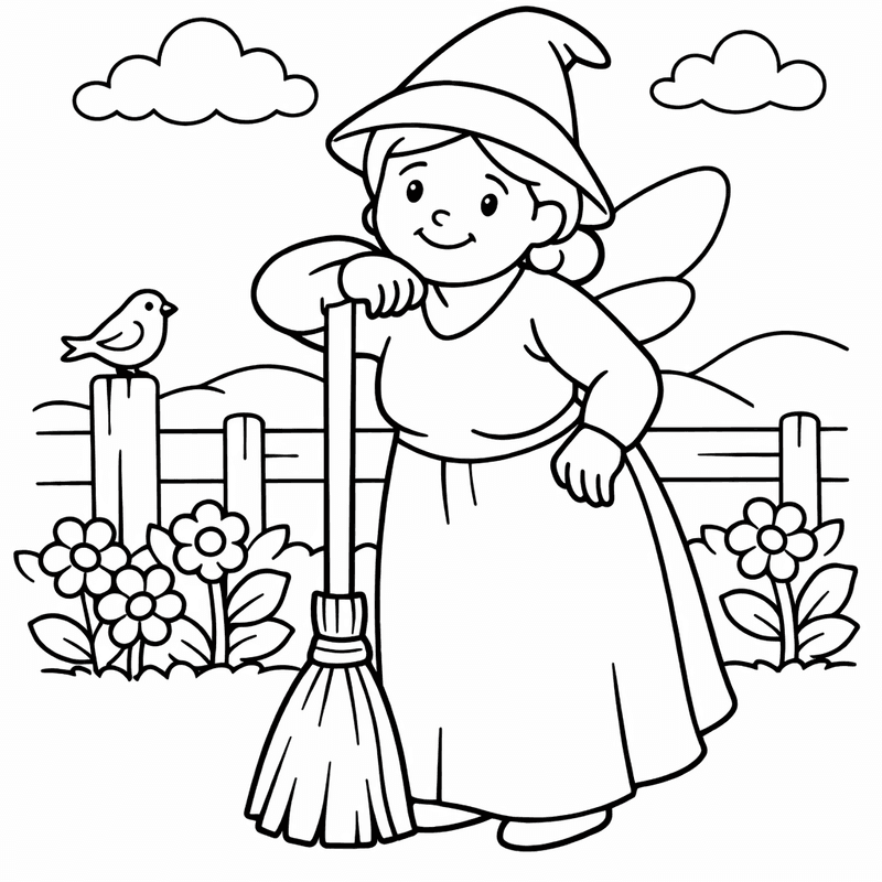 Free printable coloring page: A Fairy Godmother Transforming A Pumpkin Into A…, for ages 3-6