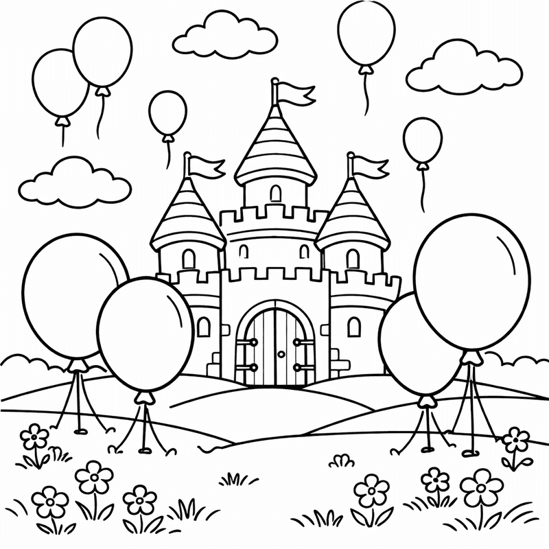 Fairy Tale Castle Coloring Page — Object Only: A Fairy Tale Castle With Towers,…
