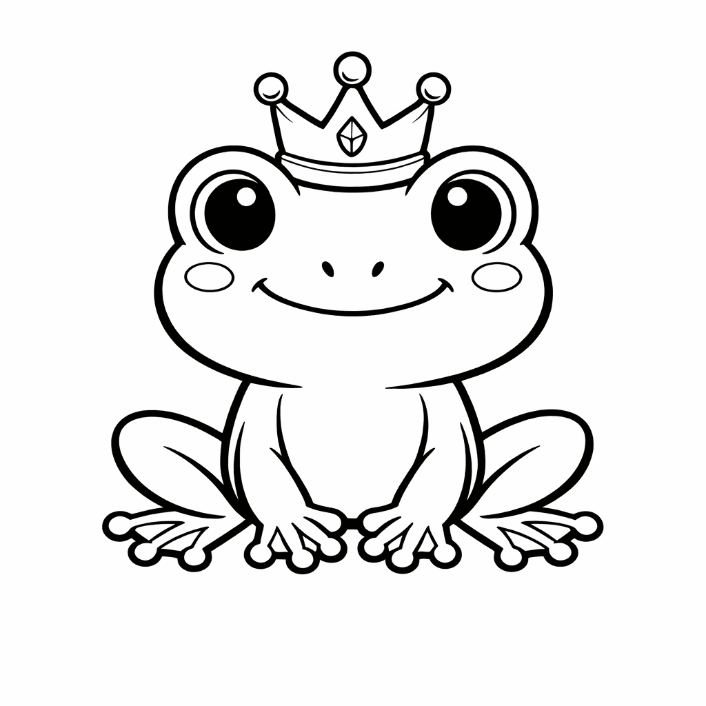 Frog Prince Coloring Page — Frog On Log