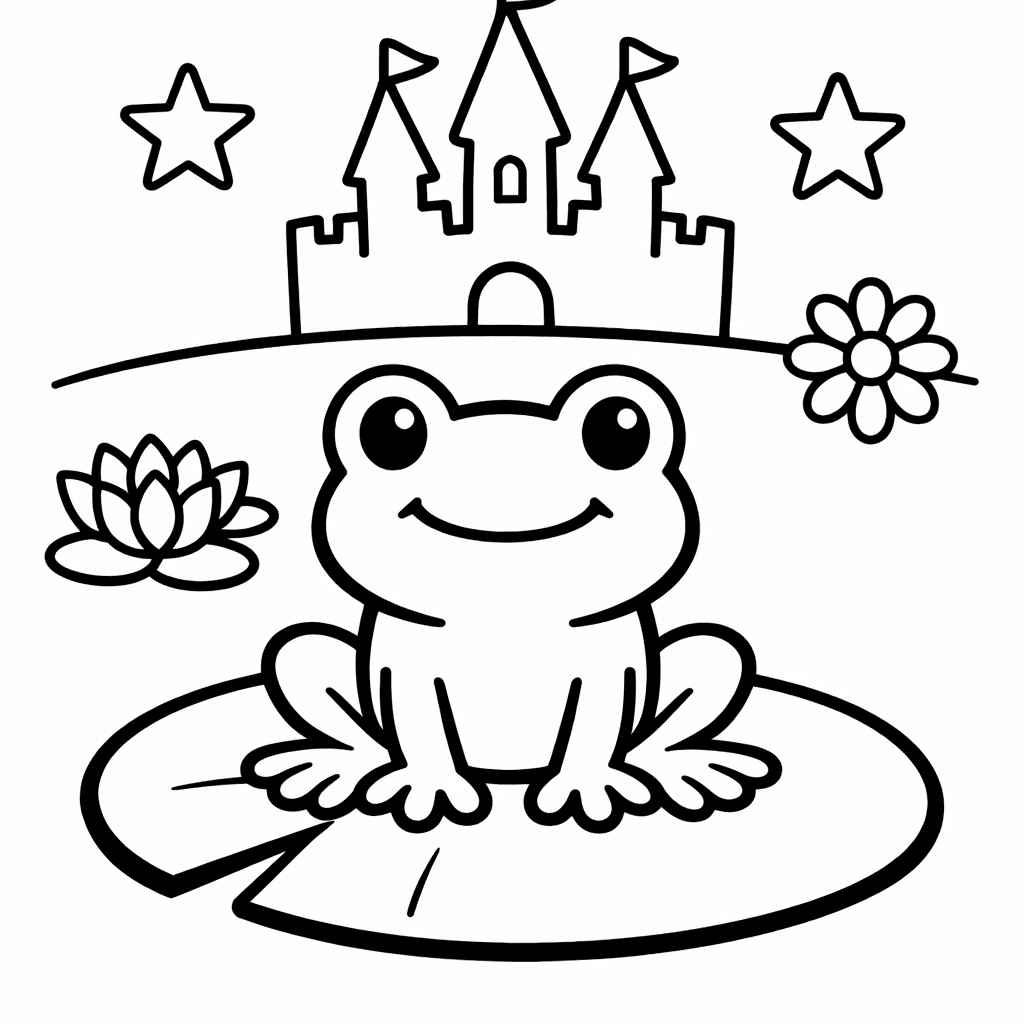 Free printable coloring page: Friendly Frog, for ages 3-6