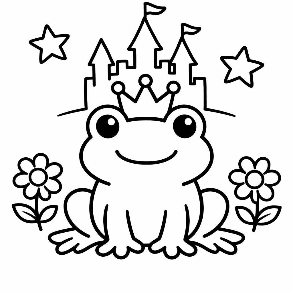 Frog Prince Coloring Page — Object Only: Two Or Three Frog Princes Side…