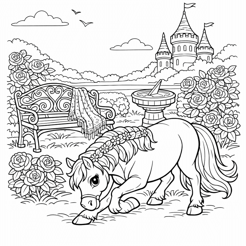 Free printable coloring page: White Horse, for ages 7-12