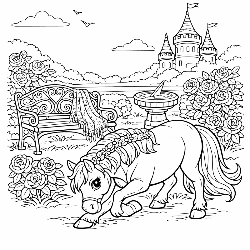 Horse Coloring Page — White Horse