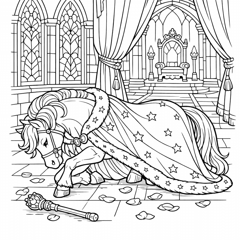 Free printable coloring page: White Horse, for ages 7-12