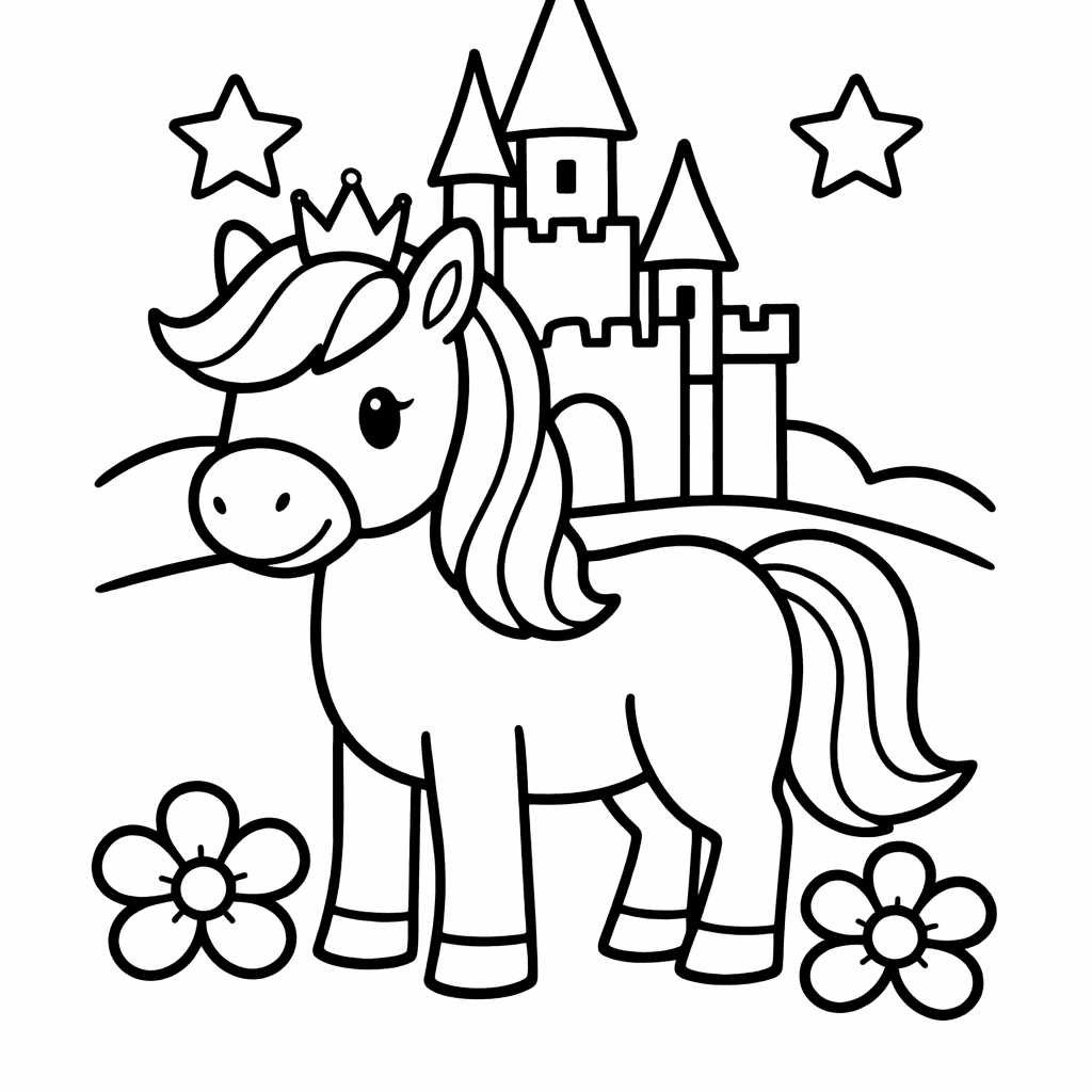 Free printable coloring page: White Horse, for ages 3-6
