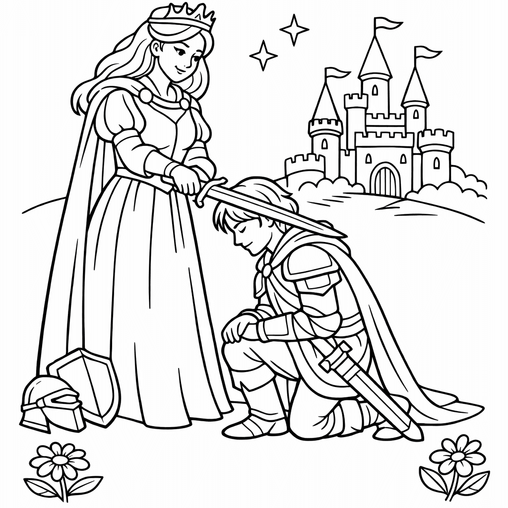 Free printable coloring page: A King Reading A Map In A Tower…, for ages 7-12