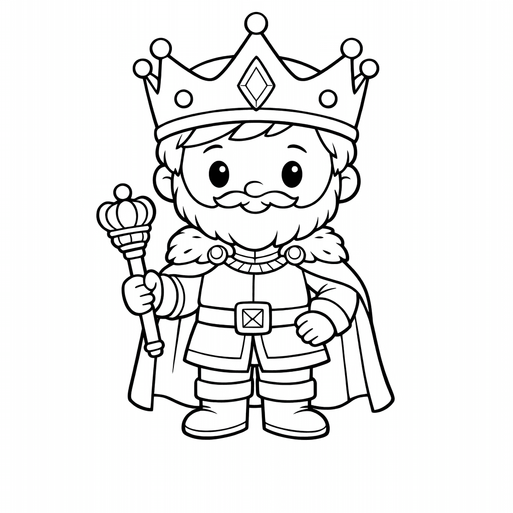 Free printable coloring page: A Kind King Playing Chess, for ages 7-12