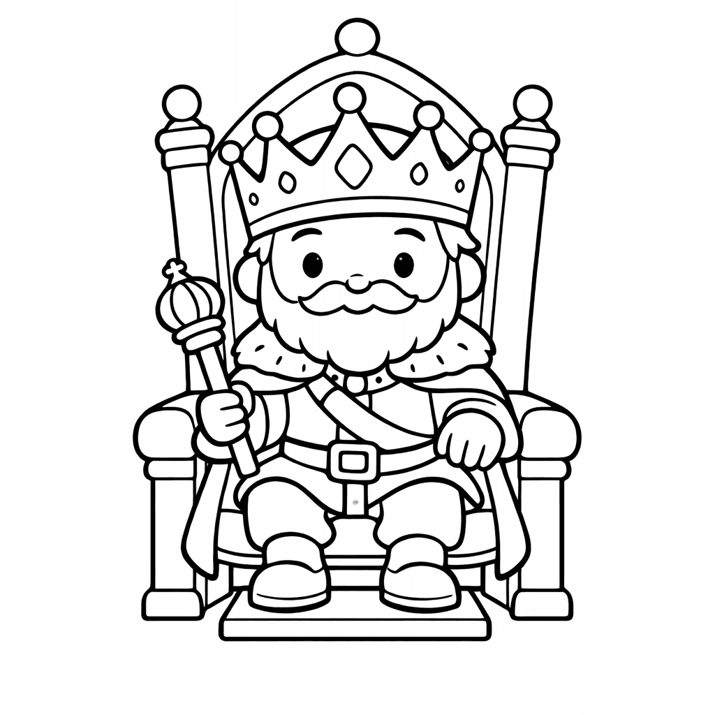 Free printable coloring page: A King And Queen Standing Together, for ages 3-6