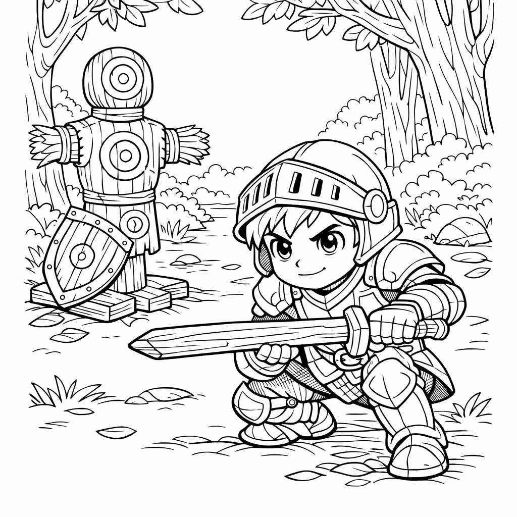 Free printable coloring page: A Friendly Knight In Shining Armor On A…, for ages 7-12