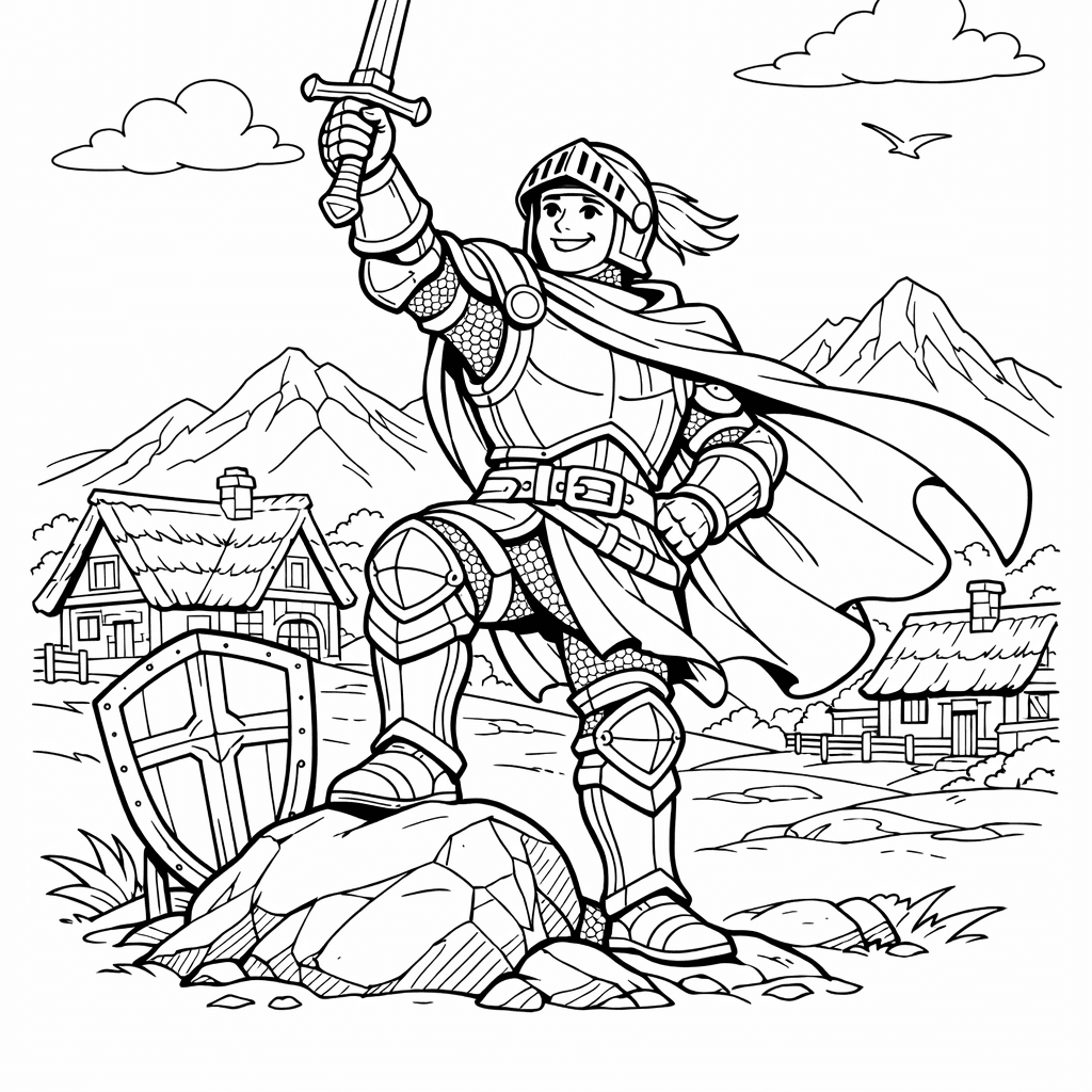 Knight Coloring Page — A Knight Rescuing A Princess From A Tower