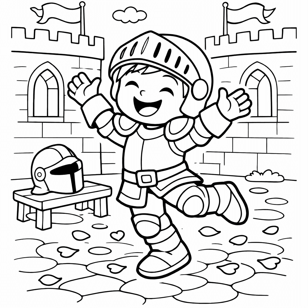 Knight Coloring Page — A Knight And A Dragon Becoming Friends