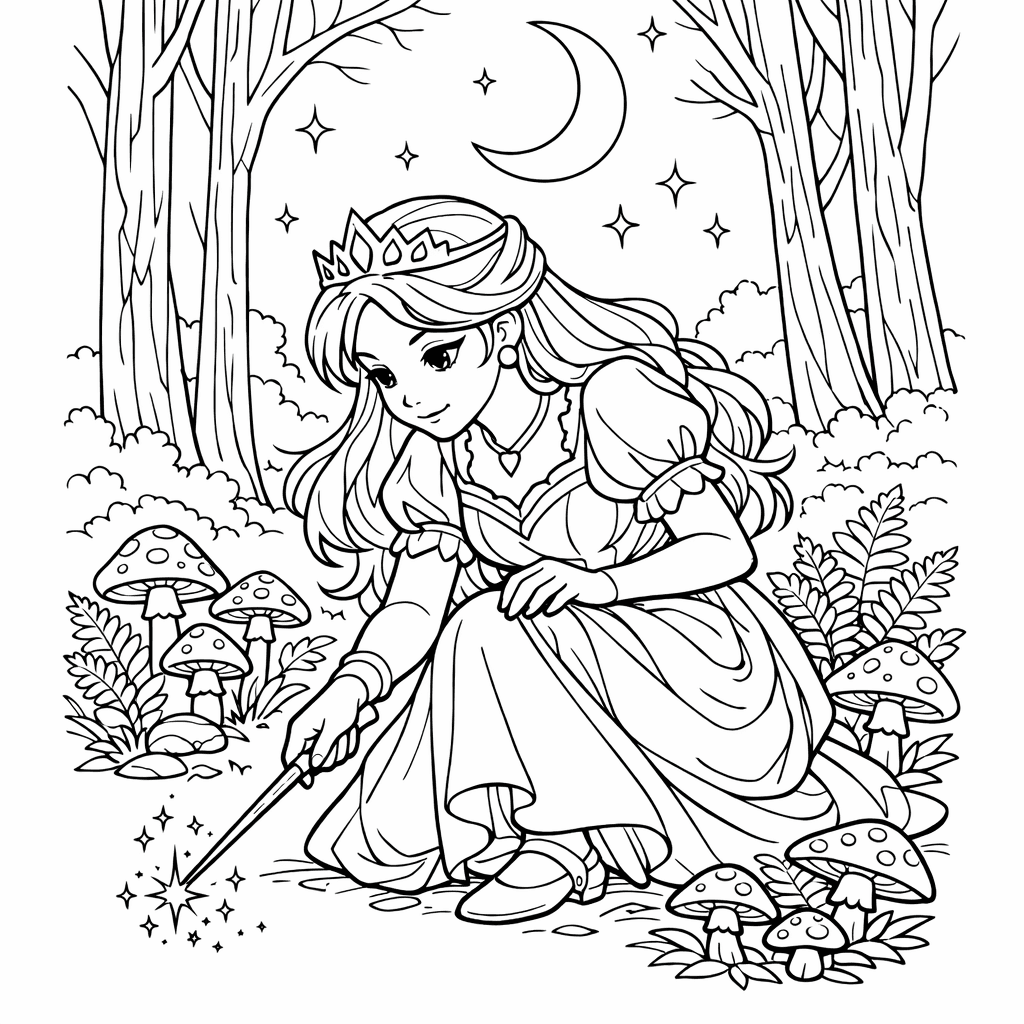 Free printable coloring page: Wand With Ribbon, for ages 7-12