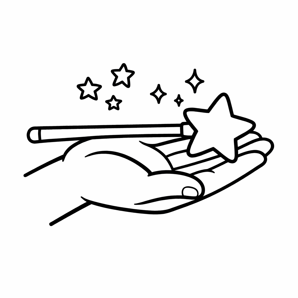 Magic Wand Coloring Page — Object Only: Two Or Three Magic Wands Side…