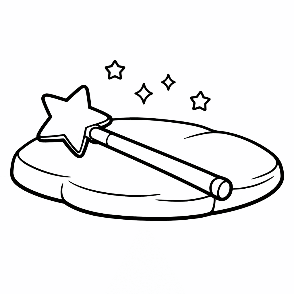 Magic Wand Coloring Page — Wand And Sparkles