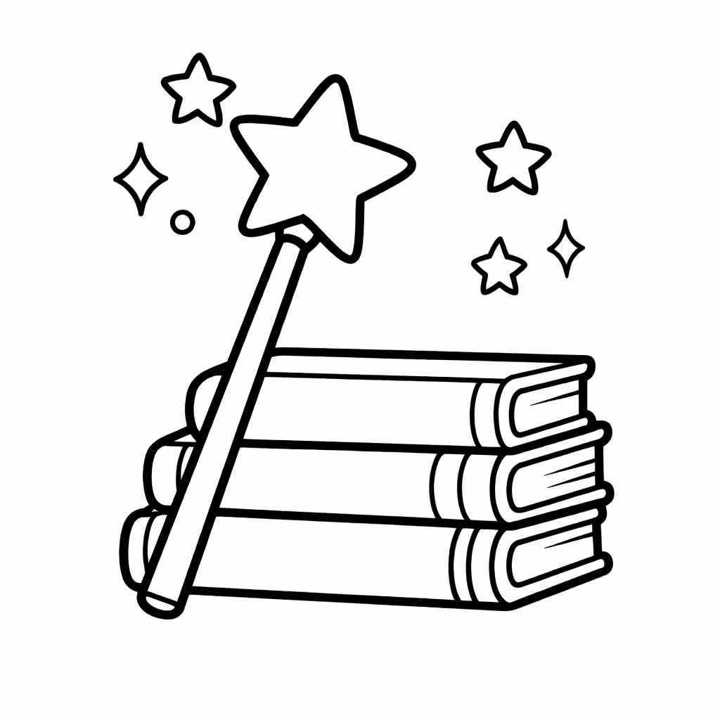 Magic Wand Coloring Page — Magic Wand And Stars